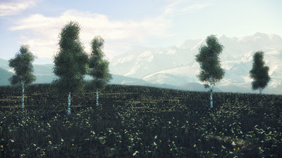 Octane Rendered Scene with low-poly vegetation