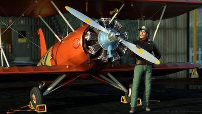 Elisabeth and the &quot;Red Goose&quot;, her prefered airplane.