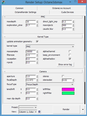 Here are the setting