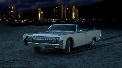 Lincoln 1962 Convertible - On the beach at night.
