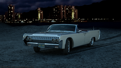 Lincoln 1962 Convertible - On the beach at night.
