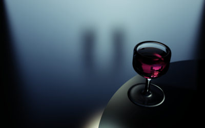 Wine glass on the edge of the table