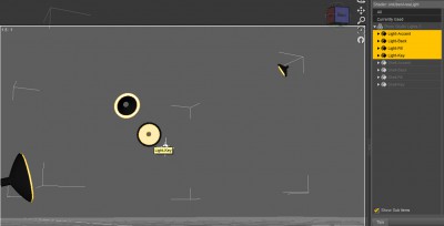 Showing the four lighting surfaces selected