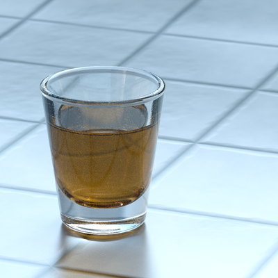 Shotglass rendered in Octane with interpenetrating geometry. Took over 2 hours to reach 16,000 samples, is noisier and less accurate compared to photograph.