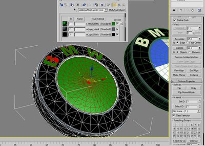 When re-Importing the .obj back to max, we can see that what was before Vray Material is now a single green standard. The ids for these polygons are now 1 (the same for all)