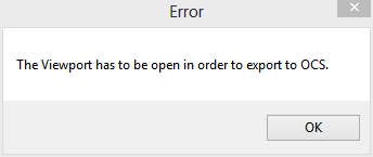 The Viewport has to be open in order to export to OCS..PNG