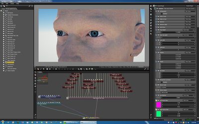 My model, created in 3ds Max with hair from Maya, imported as an obj file, no Alembics. Very good for only 2 weeks of work and experience. ;)