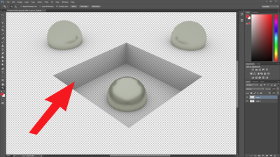 rendered image with shadowed area