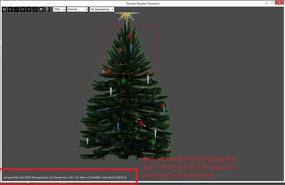 Area Render of a part of the tree.. you can see the px still counting up and the render time not adjusting for the selected part.