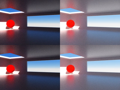 Left top to right bottom:<br />Softimage png, exr, Octane Standalone png, exr