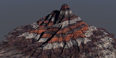 Original render of the Terrain in Bryce 7 Beta.