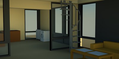 Another Archiviz scene from Google's 3DWarehouse. Rendered in the Daylight environment for a few minutes.