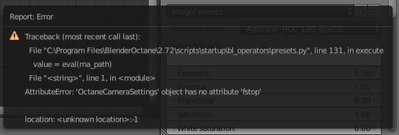 imager preset error - report