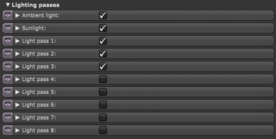 The light passes are enabled via the render passes node.