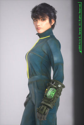 Dynamic clothing fitting test of my Fallout 3 Fan Art character, rendered in OcDS