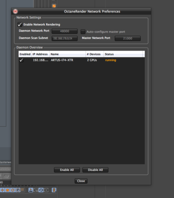c4d octane network setings