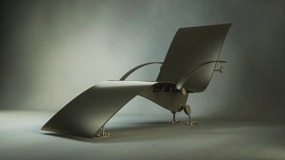 Lounger MENTAL made with carbon fiber seating and rose gold plated screws