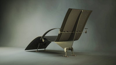 Lounger MENTAL made with carbon fiber seating and rose gold plated screws