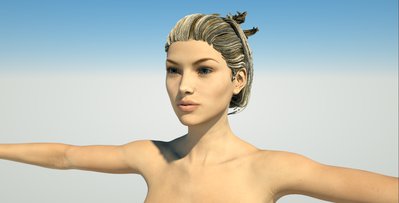 V7 Krayon Hair Iray Material, OcDS, with Scalp Opacity set to '0'... admittedly, wouldn't be the chosen method