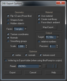 export settings