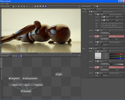 Screen shot showing total render times and polygons.
