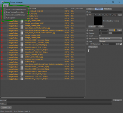 Octane Texture Manager. No &quot;ReLink Texture&quot; option