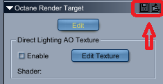 Octane Render Target save/load buttons.