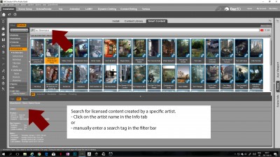 Search for licensed content created by a specific artist