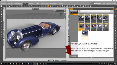 Metadata example - material options are displayed when surface is selected