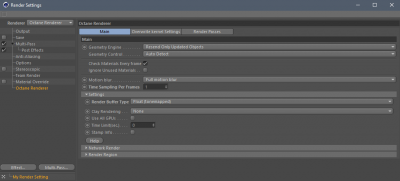 Octane main settings