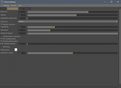 Camera imager settings