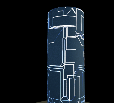 The emission material inside the displacement designs ....