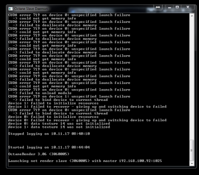Slave failed 5 frames in. When restarted it worked fine and completed the job