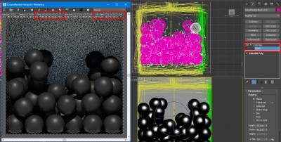 Objects: balls, instances, movable proxy + UVWmap