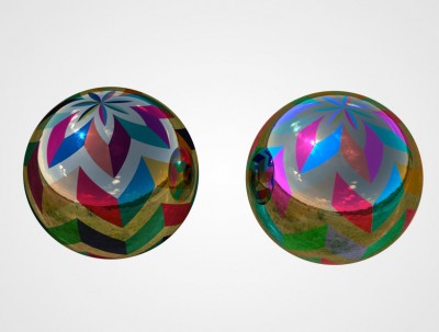 Glossy Material on the left and Metal Material on the right
