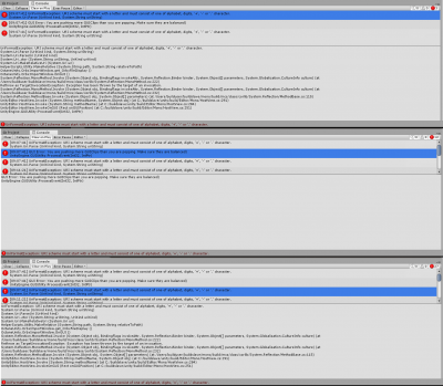This images shows the 3 initial errors. While I took the screenshots more errors popped up.