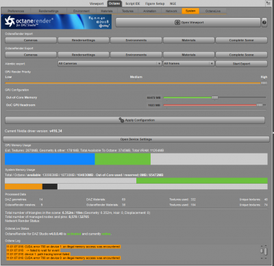 Available memory seems to be ok. It is a light weight scene.