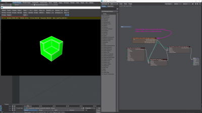 And here is the final screenshot, showing the bug: If you rename the material outputs from the Compound node to make them easier to read and reuse, OctaneRender ignores their output. The Dirt Texture nodes still work -- if they didn't, the edges and corners wouldn't be shaded at all. But the renamed material output nodes no longer work; they're ignored by OctaneRender, which is why the edges and corners in the model are now shaded a featureless gray.