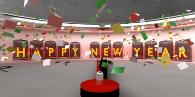 1 second to midnight as the confetti is flying