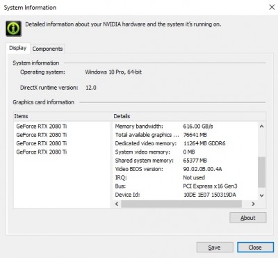 nvidia control panel system info - Part 2