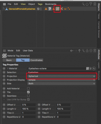 C4D Material Tag Projection
