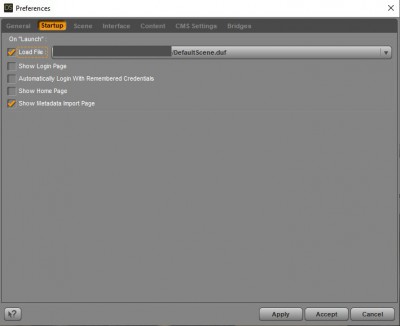 Daz Studio Startup option
