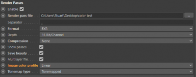 Render color profile settings.