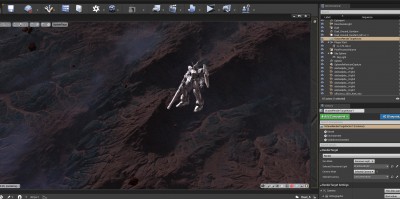 scene with the camera selected in the render target