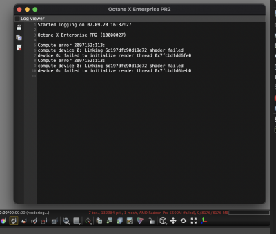 screenshot of error