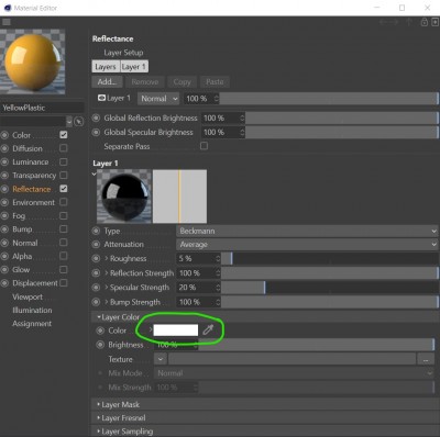 Cinema 4D PBR Specular Color