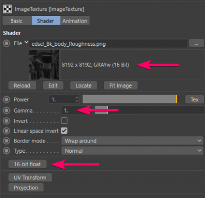 Import settings in the Universal material