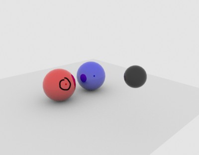 need to remove the black sphere reflection on the red sphere only