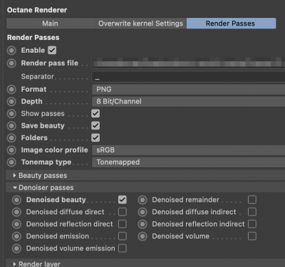 Render Settings&gt;Octane Renderer&gt;Render Passes
