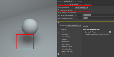 without AI-UpS + C4D Denoiser.